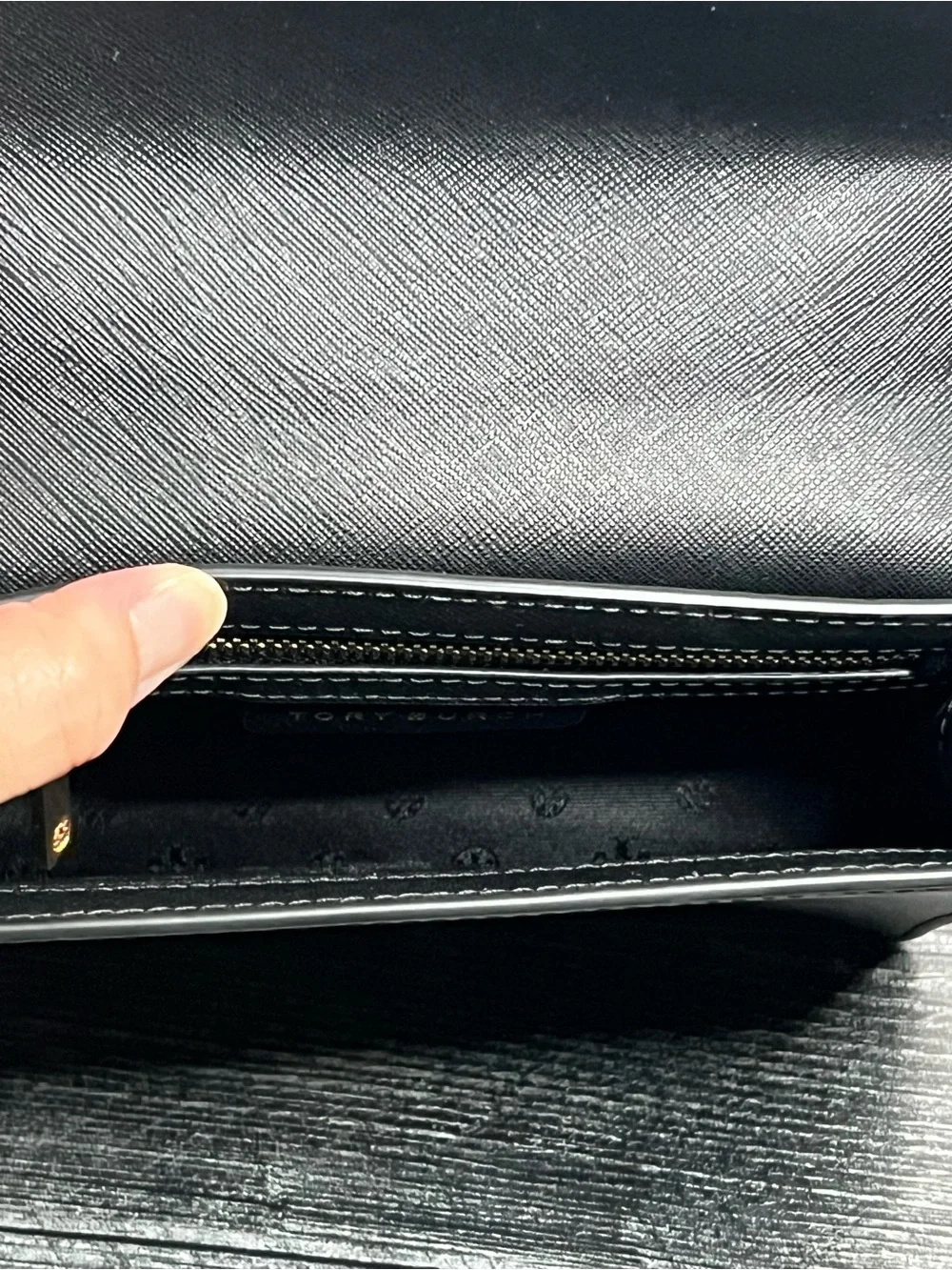 Tory Burch Black Saffiano Leather Chain Crossbody - Picture 6 of 8